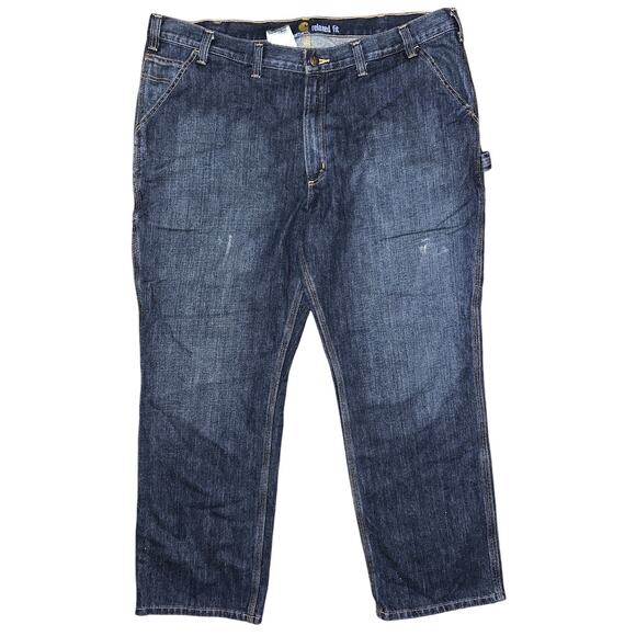 Carhartt Relaxed Fit Dark Wash Work Jeans 44X30 - Picture 1 of 6